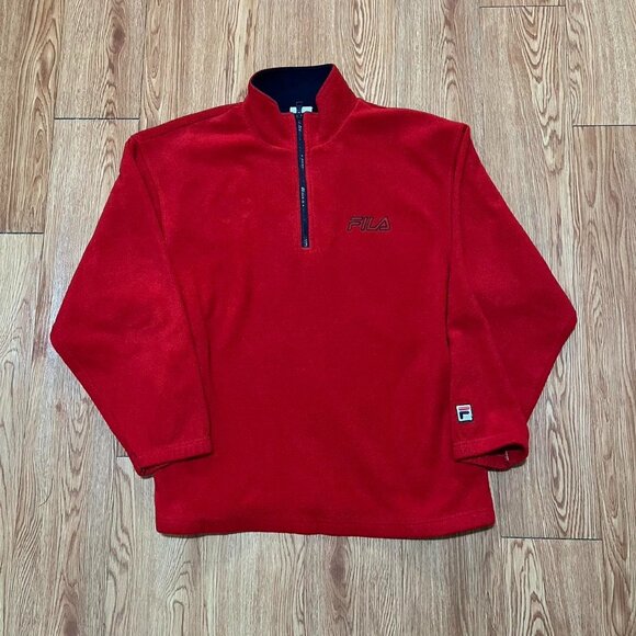 Vintage Y2K FILA Full Zip Embroidered Red‎ Fleece - Picture 1 of 3